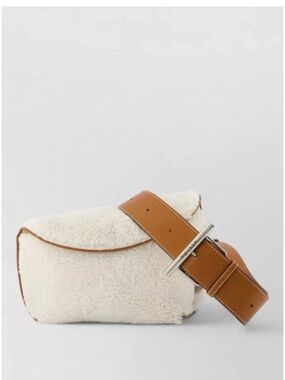 Alexander McQueen Cream Sherpa Crossbody with Tan Leather Strap 💞NWT💞